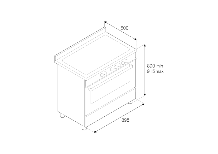 90 cm 5-burner electric oven