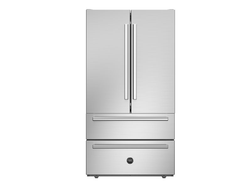 91x178εκ. ψυγειοκαταψύκτης με inox πόρτες τύπου French doors και μεταλλικά χερούλια